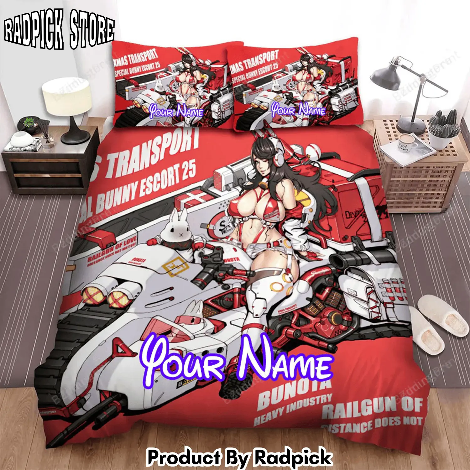 Radpick anime biker girl on xmas special bunny escort 25 bed sheets spread duvet cover personalized name bedding sets rp3278764